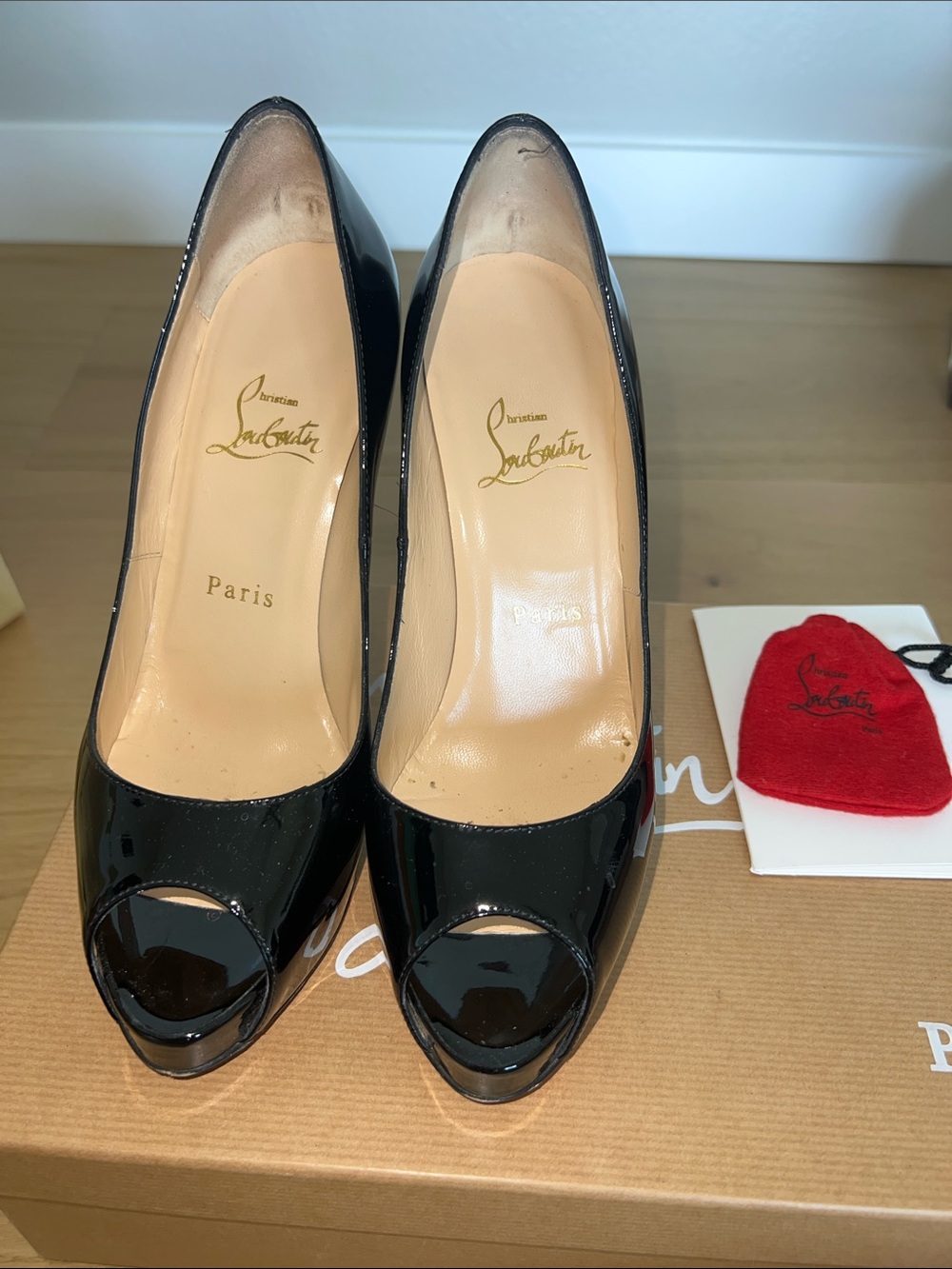 Christian Louboutin Black Patent  New Very Prive 120 Pumps